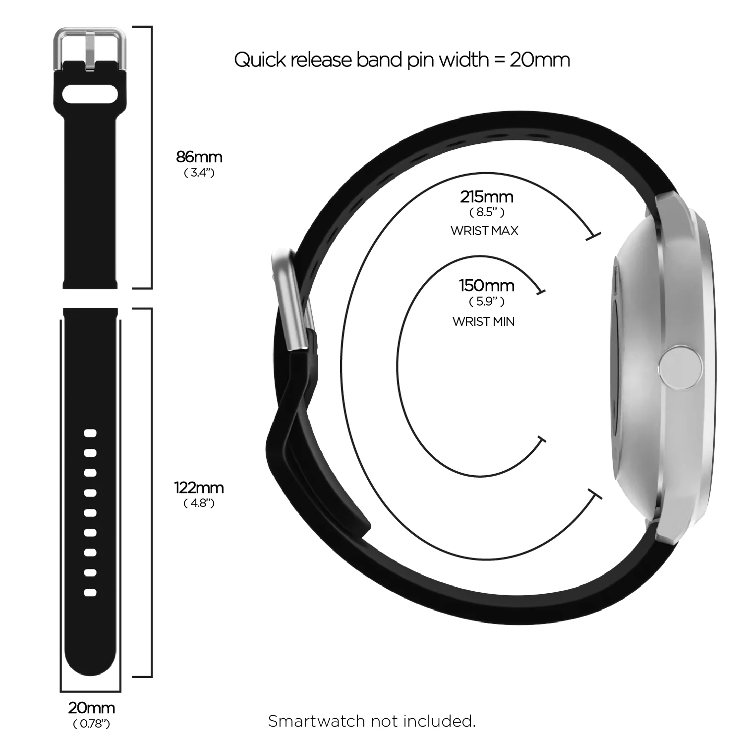 iTouch Air 3 40mm, Sport 3 & Sport Interchangeable Strap: Black Silicone - Image 6