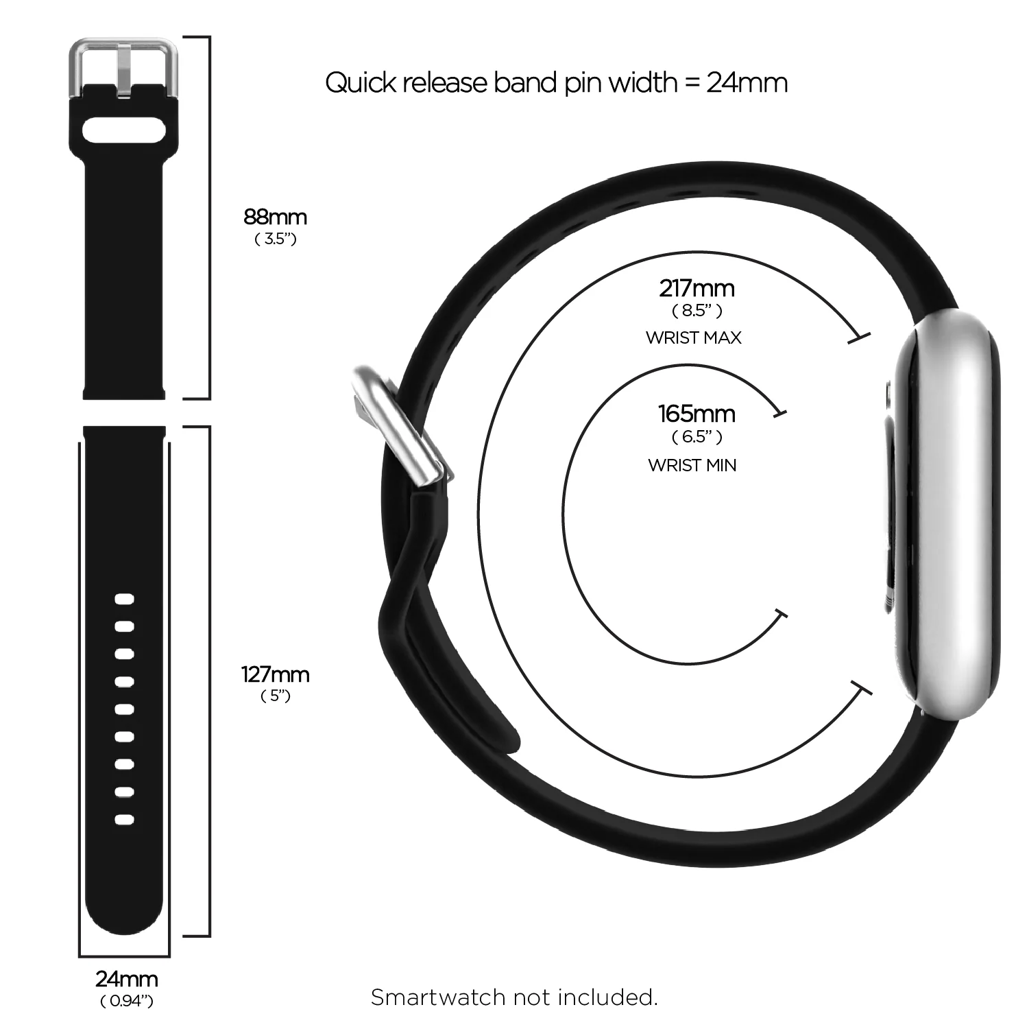 iTouch Air 3 44mm/Air 4 Extra Interchangeable Strap: Black Silicone - Image 6