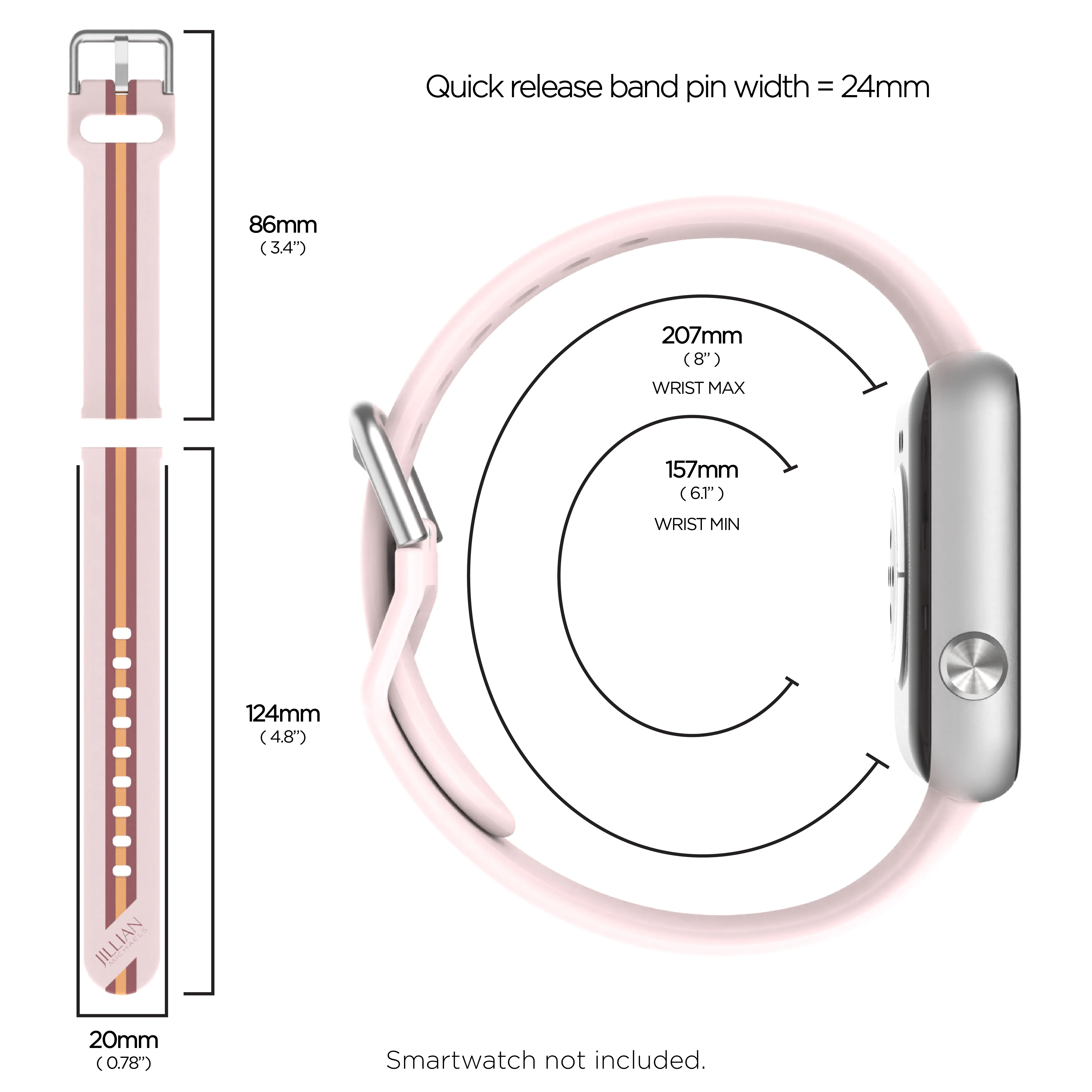 iTouch Air 4 | Jillian Michaels Edition Extra Band: Blush/Silver Silicone - Image 6