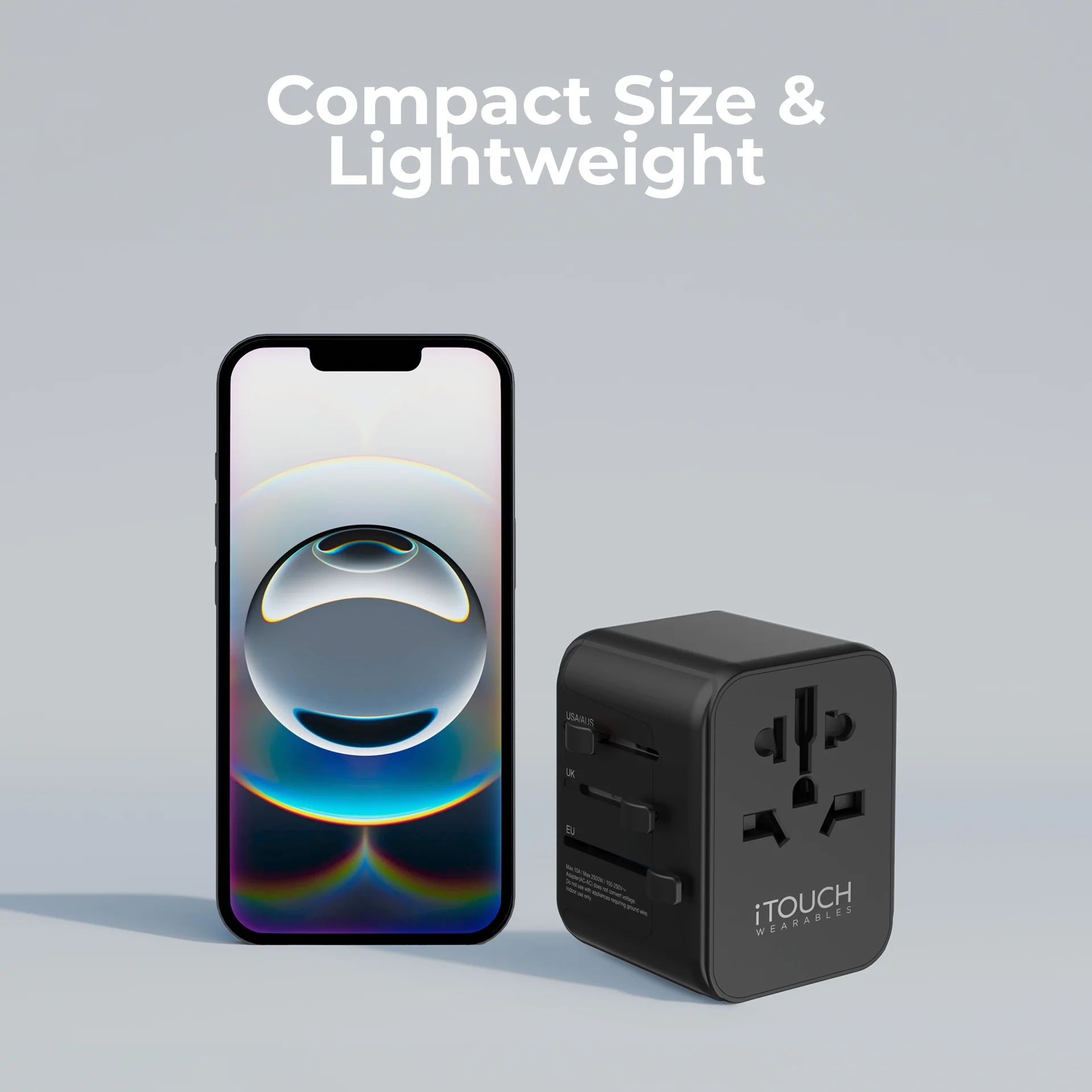 iTouch International Travel Adapter Black/White - Image 2