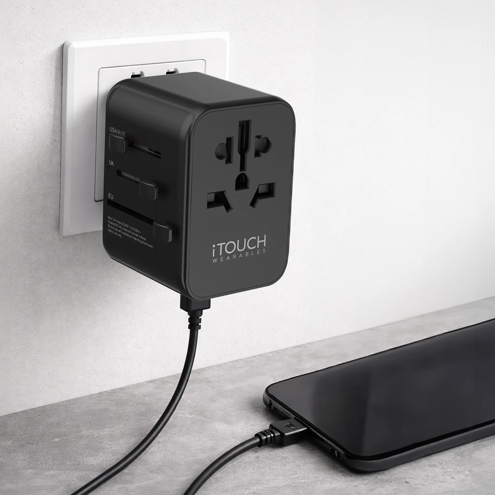 iTouch International Travel Adapter Black/White - Image 4
