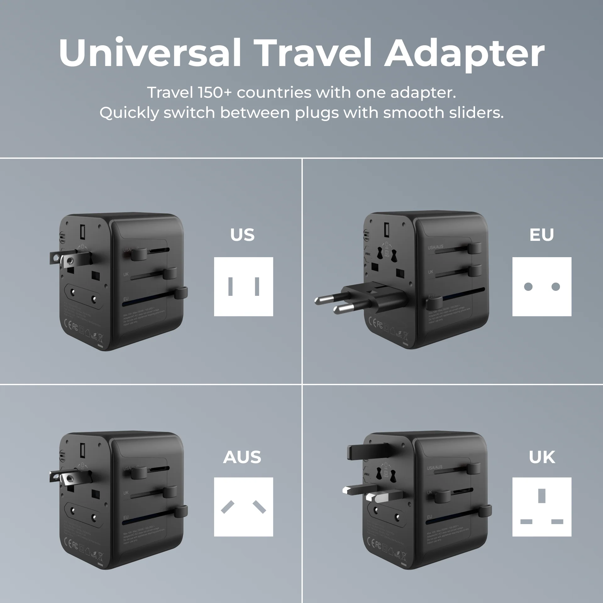 iTouch International Travel Adapter Black/White - Image 6