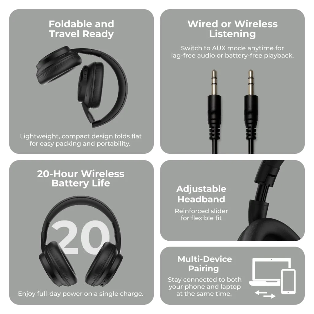 iTouch Pulse Vibe Bluetooth Over the Ear Headphones - Image 4