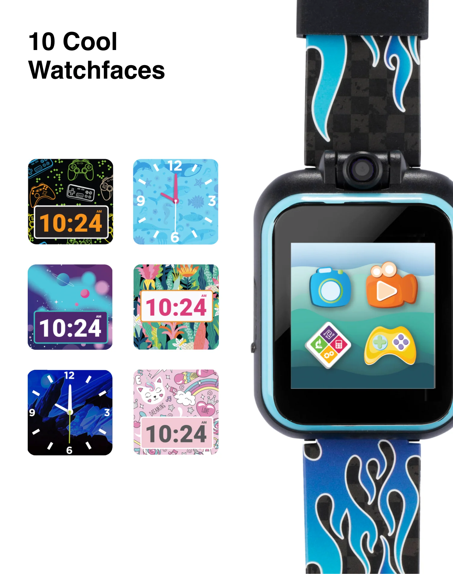 PlayZoom 2 Kids Smartwatch & Earbuds Set: Blue Racing Flames - Image 5