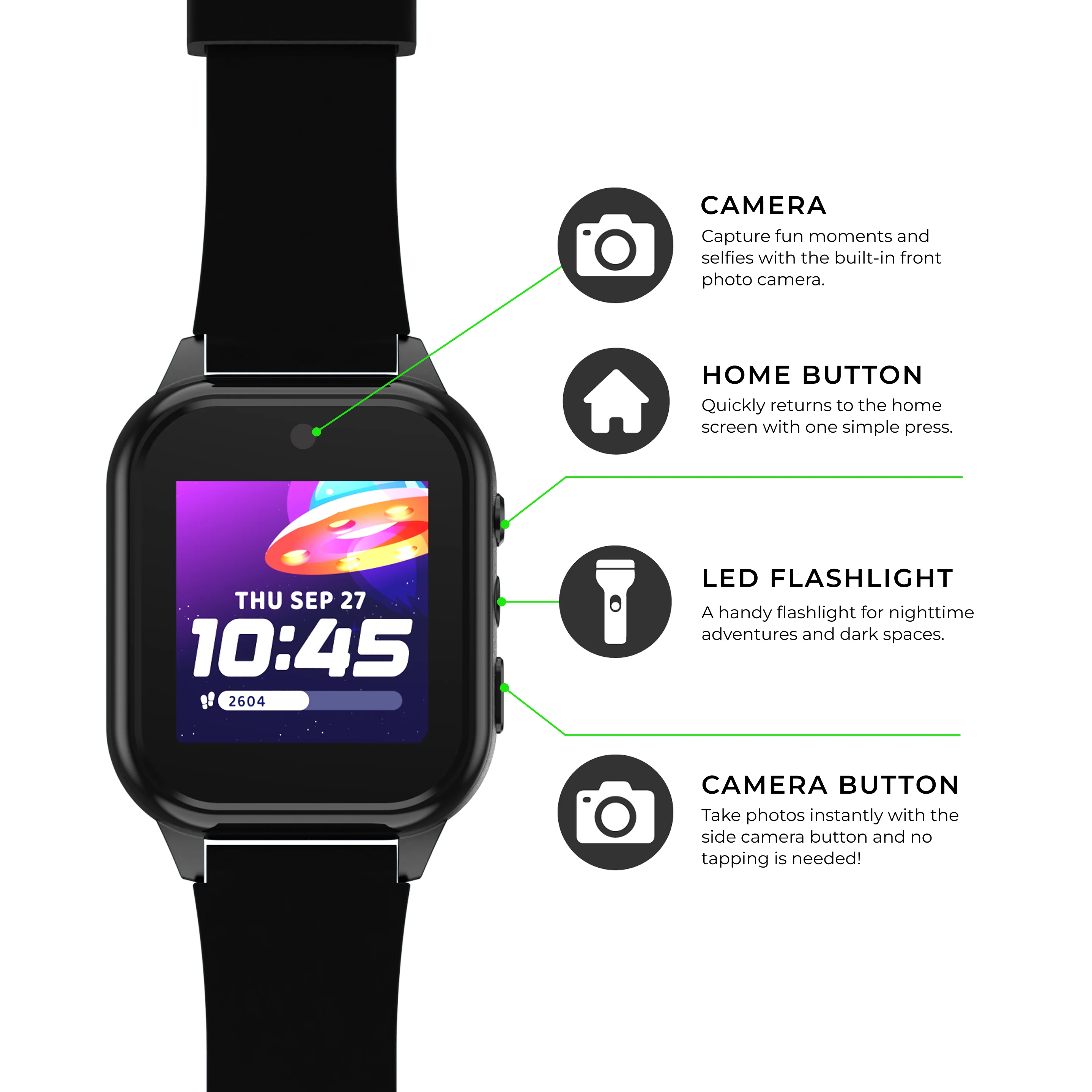 Playzoom 4 Go Kids Smartwatch and Bluetooth Headphone Bundle in Black/Blue - Image 4
